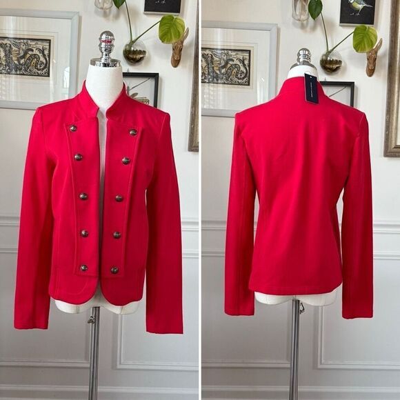 NWT Tommy Hilfiger Women's Military Band Jacket Red $109 S - Picture 2 of 10